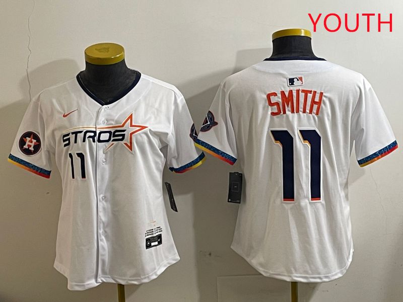 Youth Houston Astros 11 Smith White Fourth generation Joint Name 2025 Nike MLB Jersey style 3